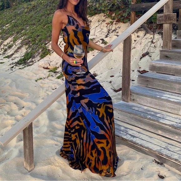 A Summer Romance Sexy Backless Tiger Maxi Dress - Picture 6 of 15